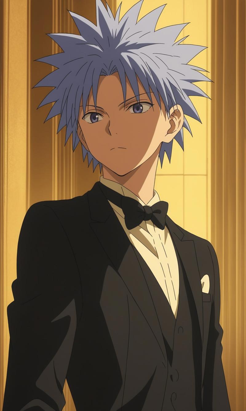 00641-1006027424-1boy, illua Zoldyck from Hunter x Hunter, BREAK source_anime , best quality,   wearing a black tuxedo with a bow tie, formal set.jpg